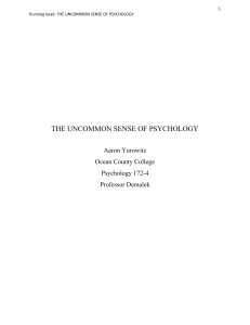 Psychology  107 Essay The uncommon Sense Of Psychology
