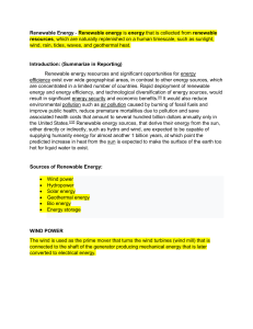 Energy Management Engineering Report - Renewable Energy