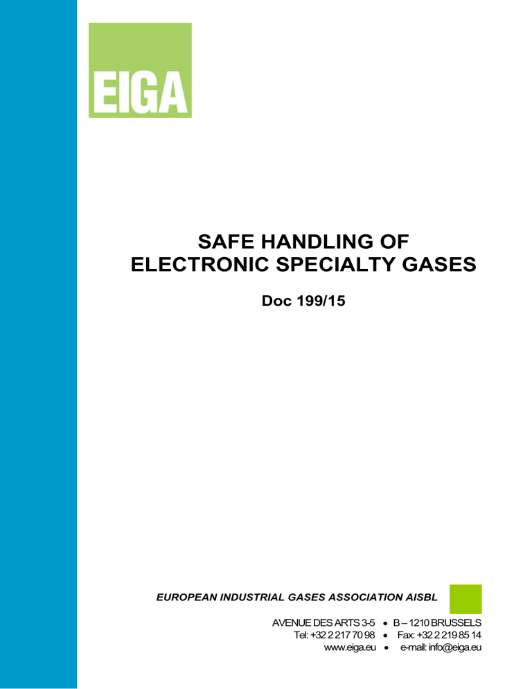 Doc 199 15 Safe Handling of Electronic Specialty Gases