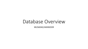 Lecture 1 - Databases Overview
