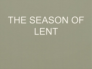 Lenten Lesson