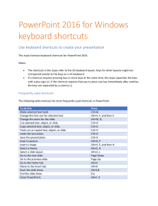 PowerPoint 2016 for Windows keyboard shortcuts