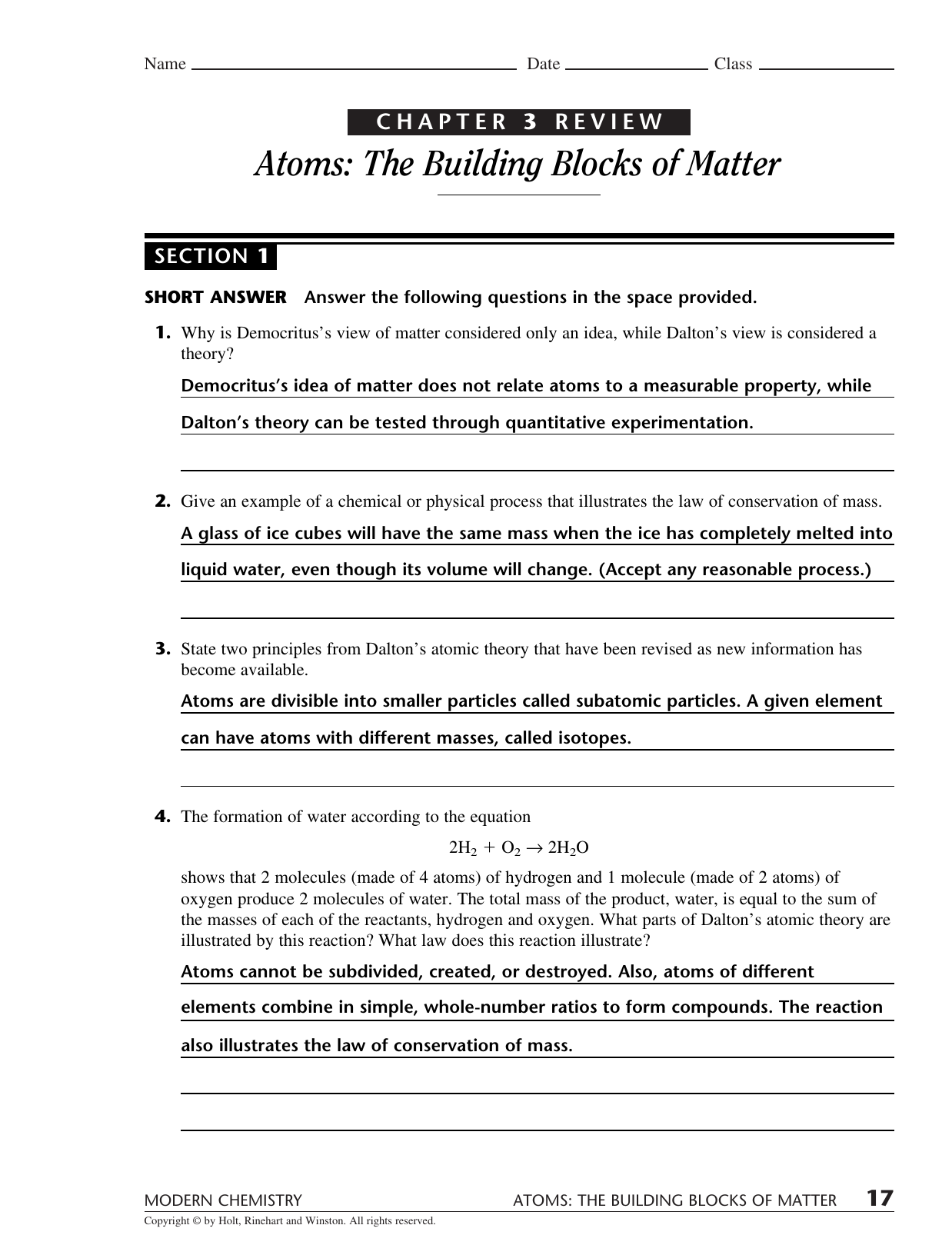 Chapter 3 Matter And Atomic Structure Study Guide Answers Study Poster Chapter 3 Matter And Atomic Structure Study Guide Answers Study Poster