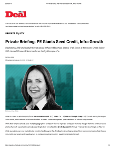 Private Briefing  PE Giants Seed Credit, Infra Growth