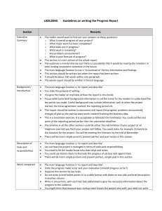 LABU2060 Guidelines on Writing the Progress Report