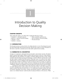 introduction to quality decision making