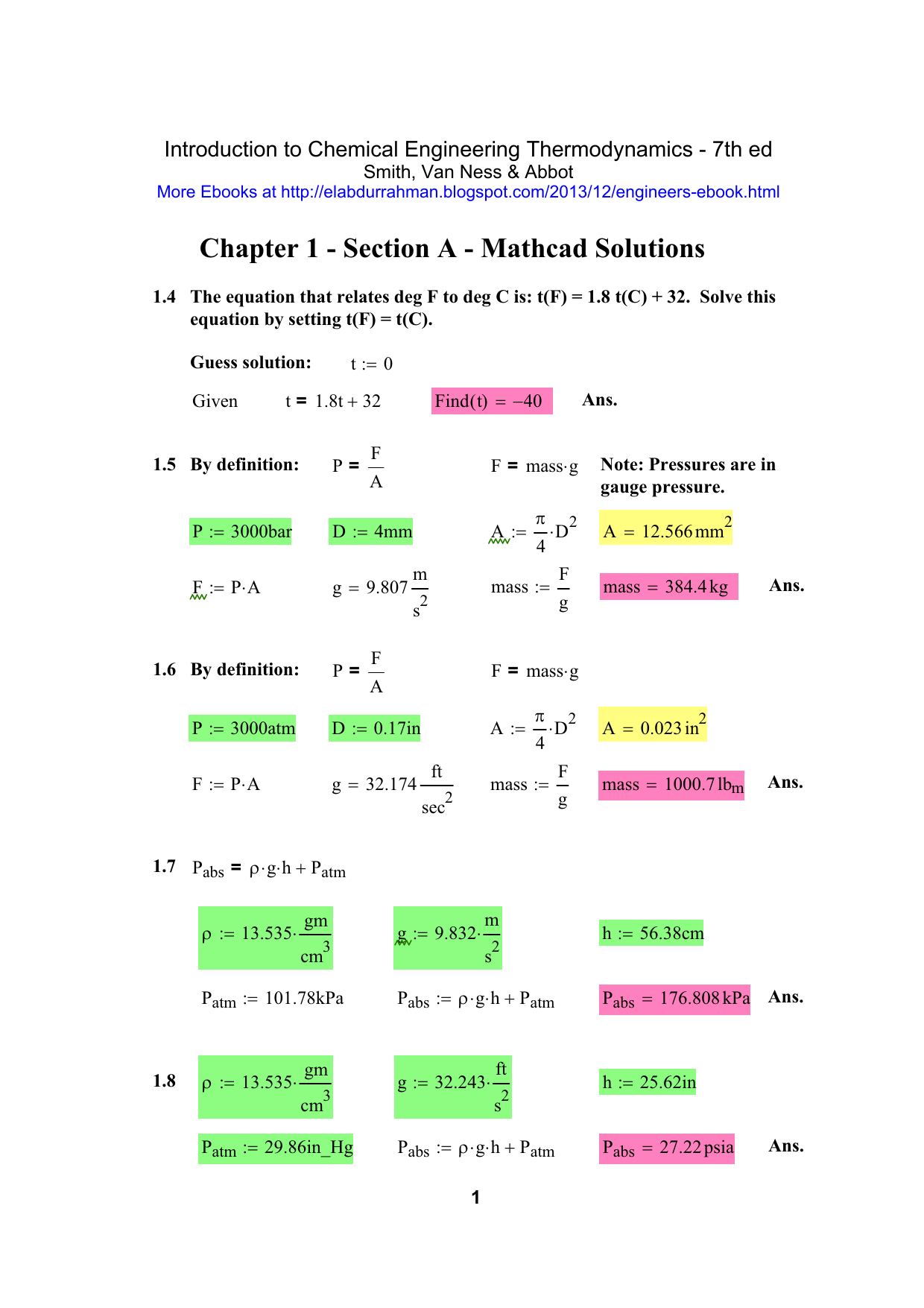 Solution Manual Introduction To Chemical Engineering Thermodynamics 7th Ed Smith Van Ness Abbot