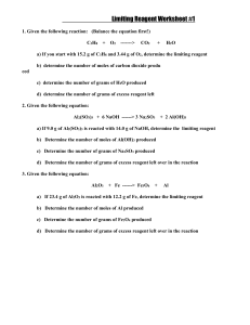 limiting reagent worksheets 1-2