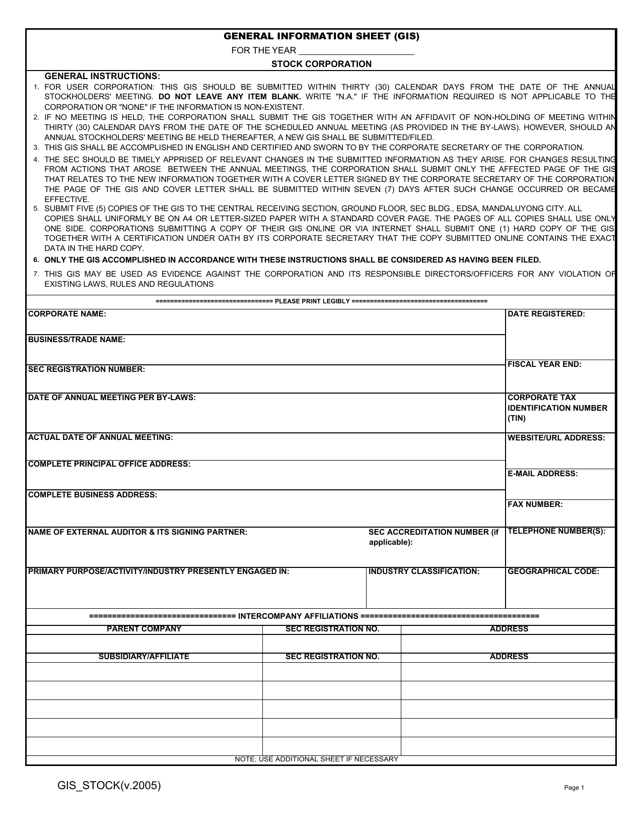 Sec Gis Form 2023 Download - Printable Forms Free Online