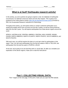 What is at *fault*? Earthquake research activity. 