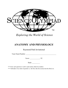 Anatomy and Physiology KEY- Raymond Park Invitational