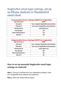 Set up HughesNet email login settings.