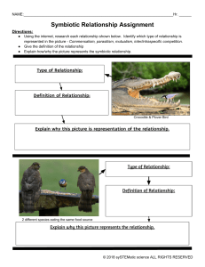 Symbiotic Relationship Worksheet