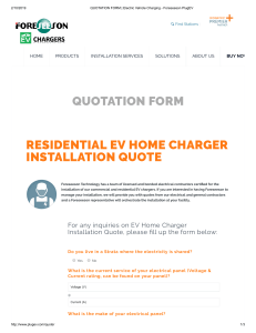 QUOTATION FORM   Electric Vehicle Charging - Foreseeson PlugEV