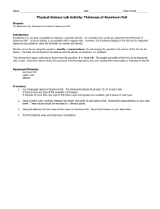 thickness of aluminum foil lab