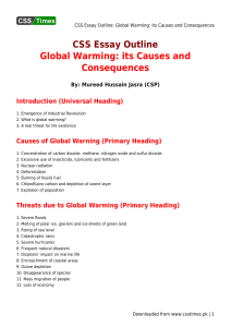 CSS Essay Outline  Global Warming  its Causes and Consequences