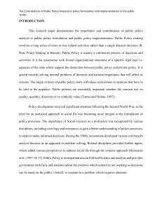 Public Policy Analysis Research paper