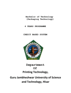 B.Tech Packaging Technology Curriculum