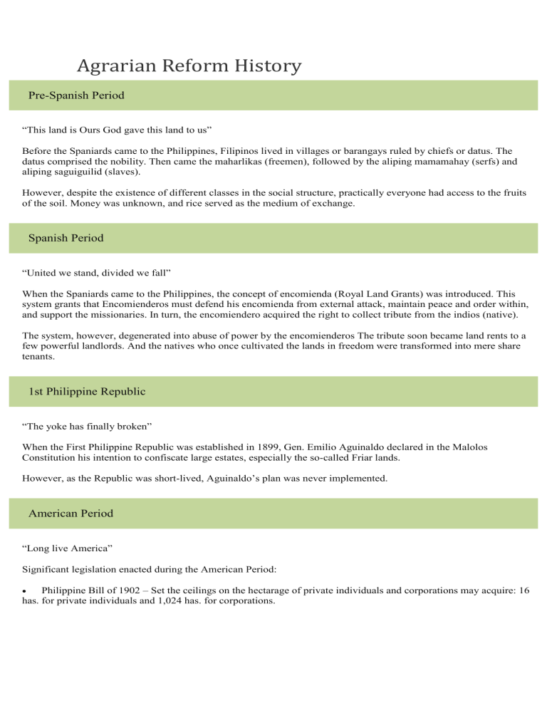 The Land Reform Act Was Enacted In The Year