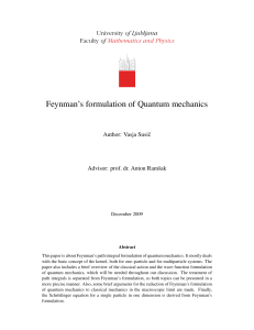 Feynman’s formulation of Quantum mechanics