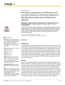 Prevalence and patterns of rifampicin and isoniazid resistance conferring mutations in Mycobacterium tuberculosis isolates from Uganda