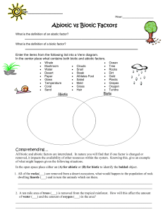 Abiotic vs Biotic Factors Worksheet