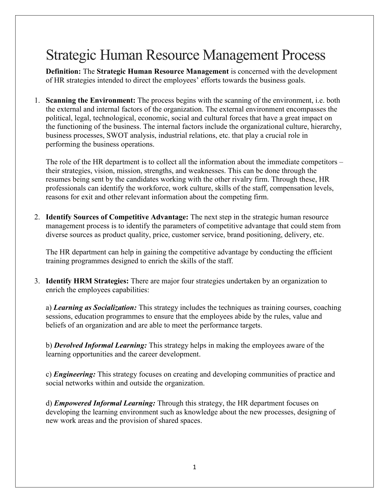 Different Models Of Strategic Human Resource Management