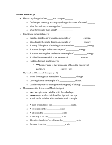 Chemistry Worksheet: Matter, Energy, Measurement & More