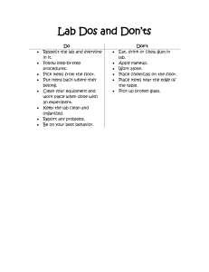 Lab Dos and Don’ts