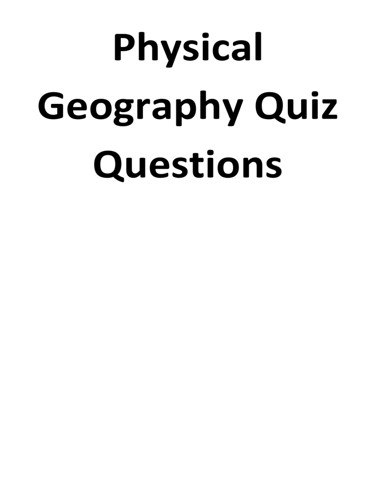 Full List Of Quiz Questions