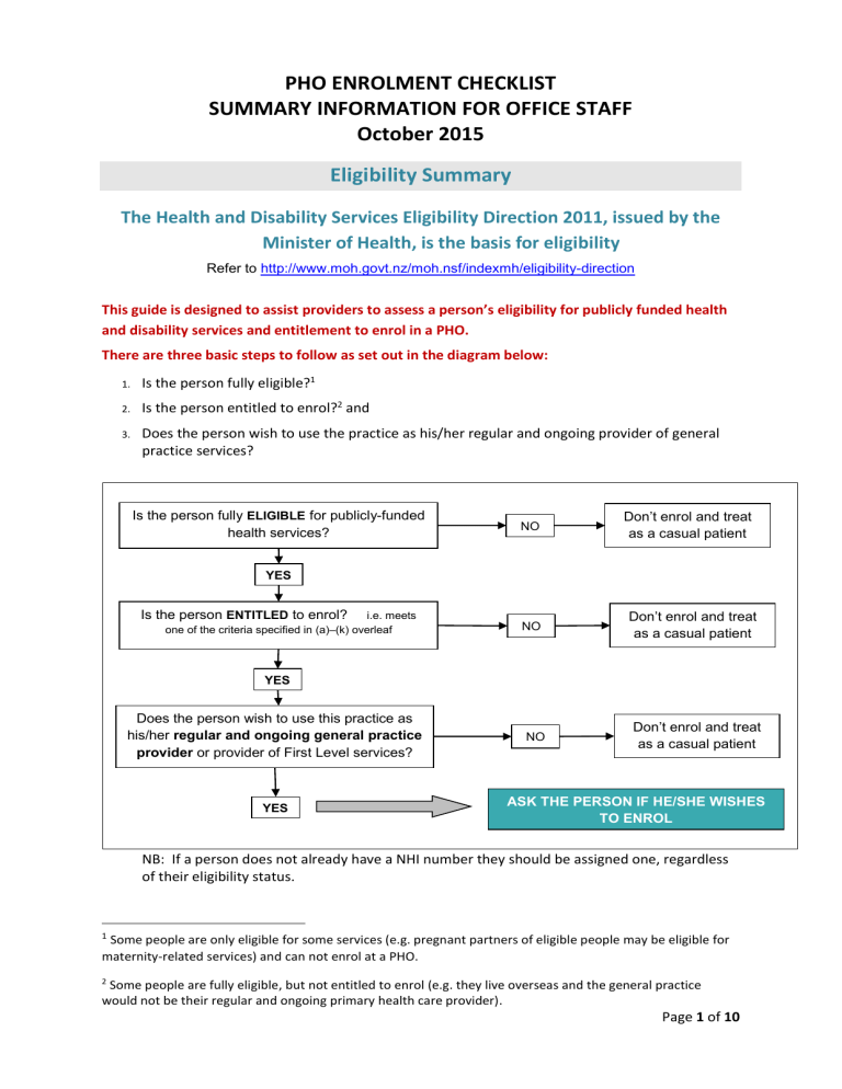 summary eligibility check sheet
