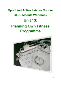 unit 12 - planning your own fitness regime