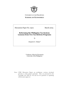 Reforming the Philippine Tax System