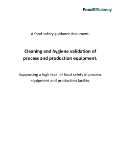 Food Production Cleaning and Hygiene Validation Guidance 2016