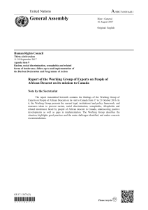 Report of the working group of experts on people of african descent on its mission to Canada (2017)