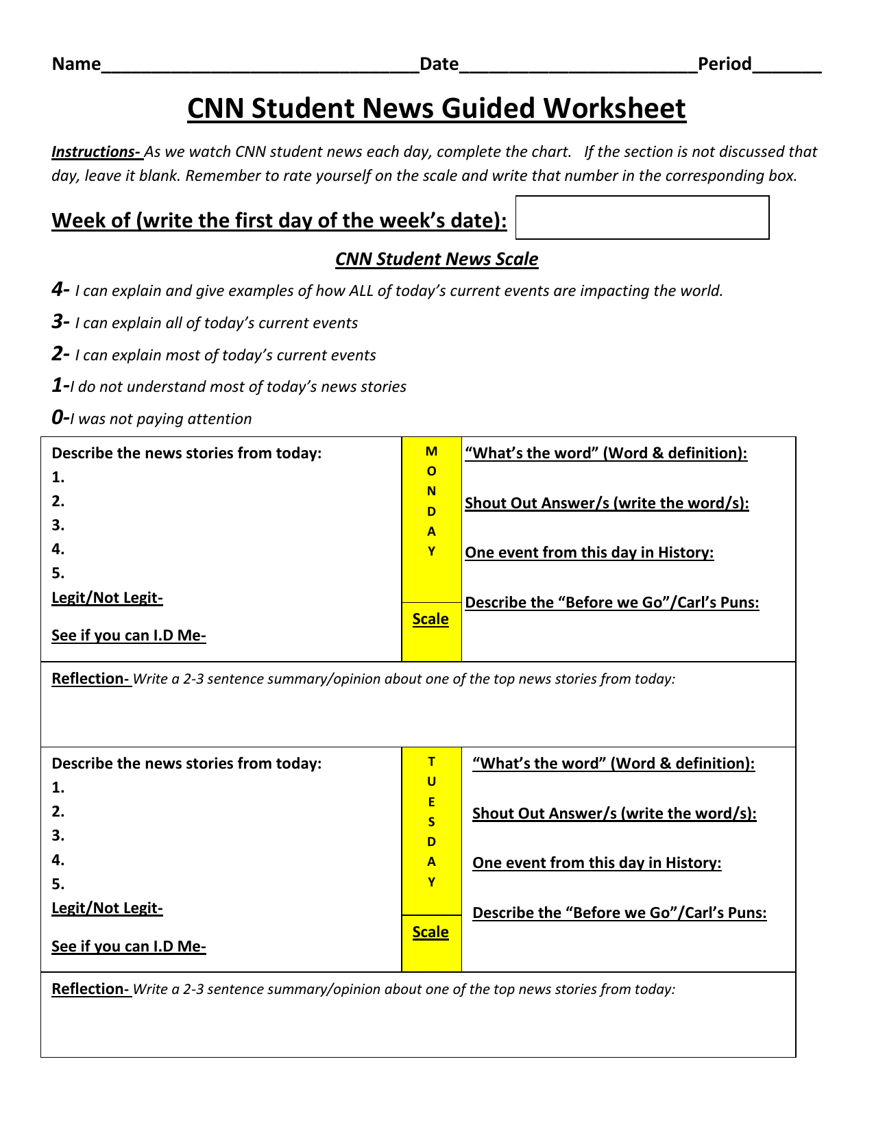 CNN Student News Guided Worksheet 22 Regarding Cnn Students News Worksheet