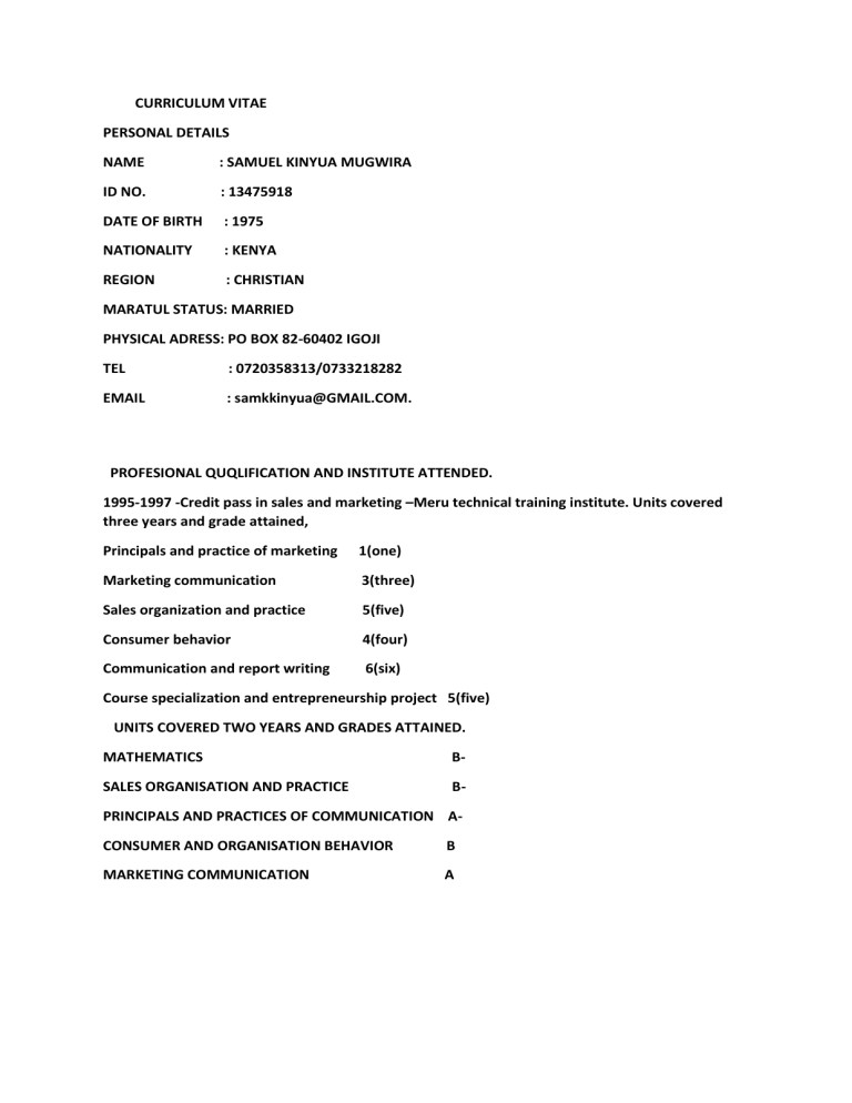 CURRICULUM VITAE samuel