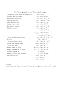 PHYS1001 Equation Sheet