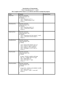 Intro to C++ Lab: Output, Variables, Data Types