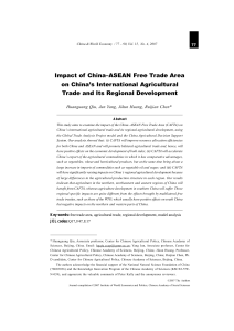 [Journal] Impact of China–ASEAN Free Trade Area