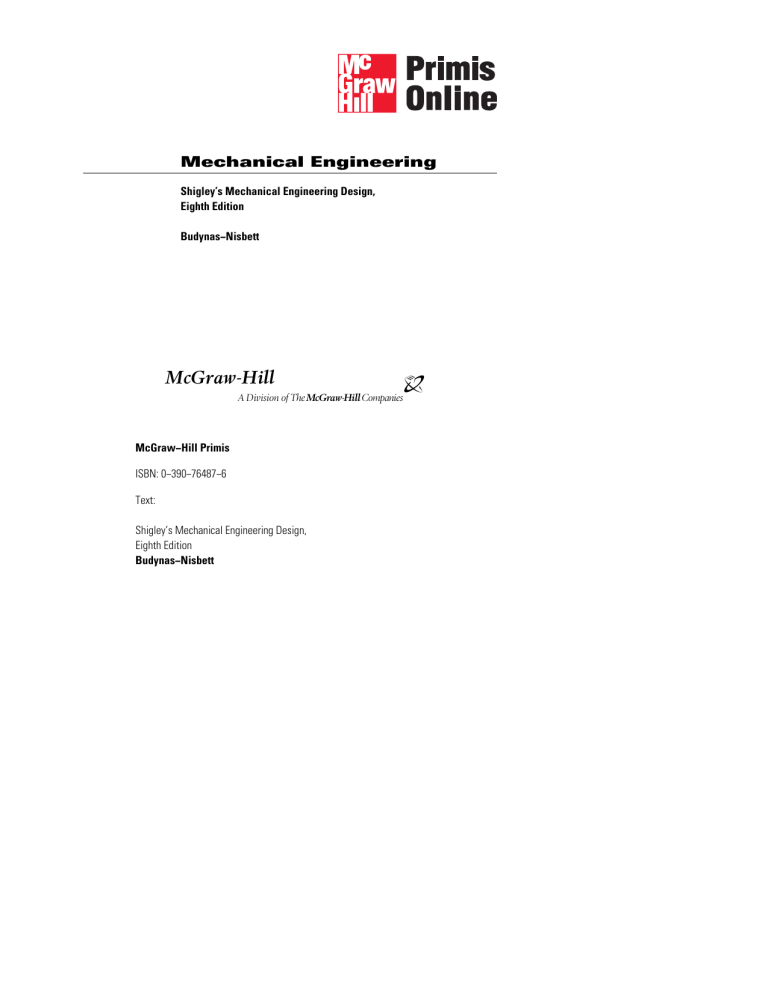 Mechanical Engineering Design 8th Ed