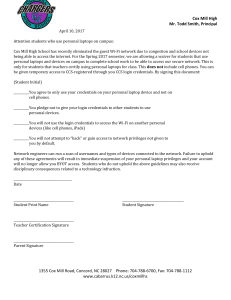 Cox Mill HS Laptop Waiver: Student Network Access Agreement