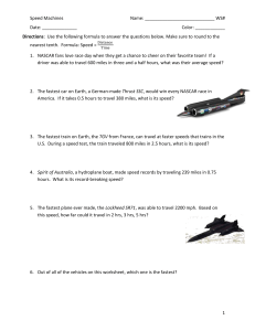 NEED FOR SPEED Worksheet