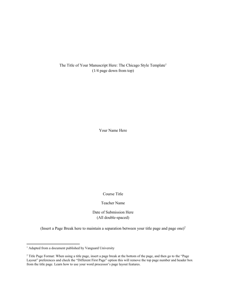 Chicago Style Manuscript Template