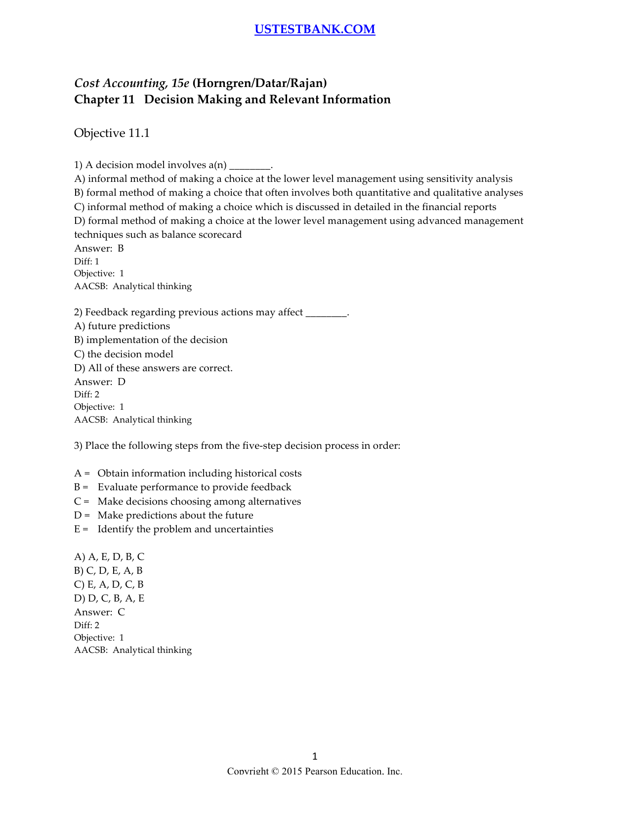 Chapter 11 Decision Making And Relevant Information