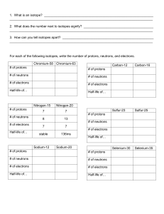 Isotopes Worksheet and Wikipedia Assignment