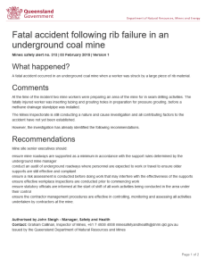 Fatal accident following rib failure in an underground coal mine