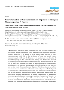 Characterization of Nanoreinforcement Dispersion in Inorganic-Nanocomposites, A review