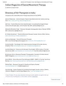 Directory of Art Therapists in India   Indian Magazine of Dance Movement Therapy