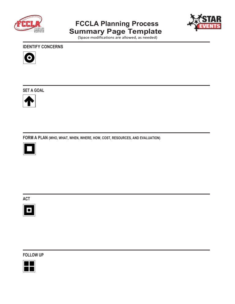 Fccla planning process summary page writable